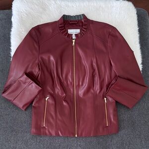 Cole Haan Women's Deep Red Leather Jacket